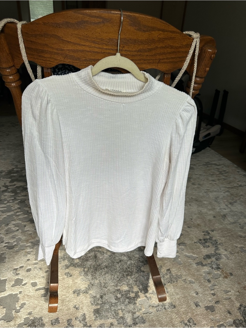 Zenana Outfitters Cream Ribbed Long-Sleeve Mock Neck Shirt